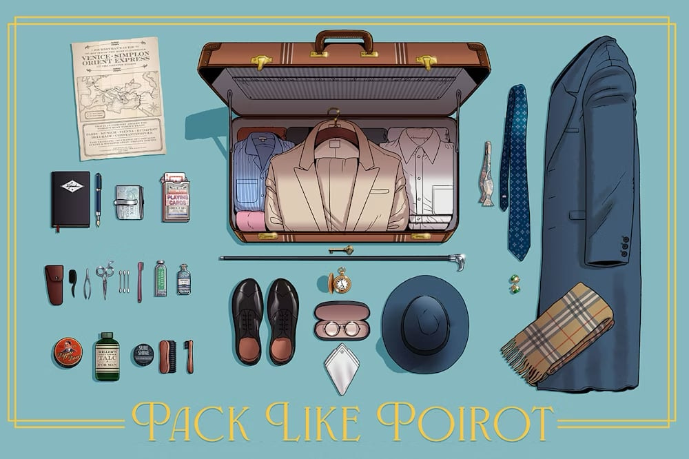 illustration of suitcase packed with clothing and travel essentials