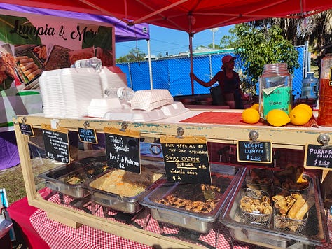 Fantastic food at a well-attended farmers market on West Dearborn in Englewood:Sarasota County:Florida