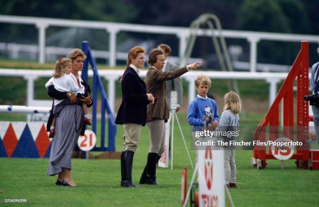 HRH Princess Anne With Sarah The Duchess Of York With Their Children At Ascot