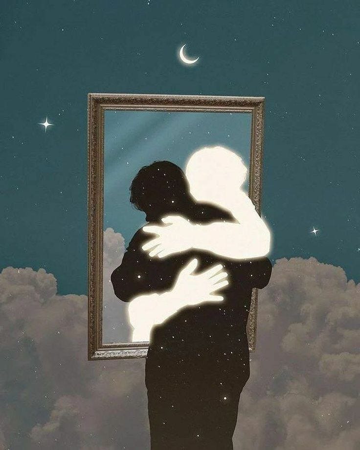 Imagen ilustrativa de un abrazo a nosotros mismos, como un acto importante de sanación