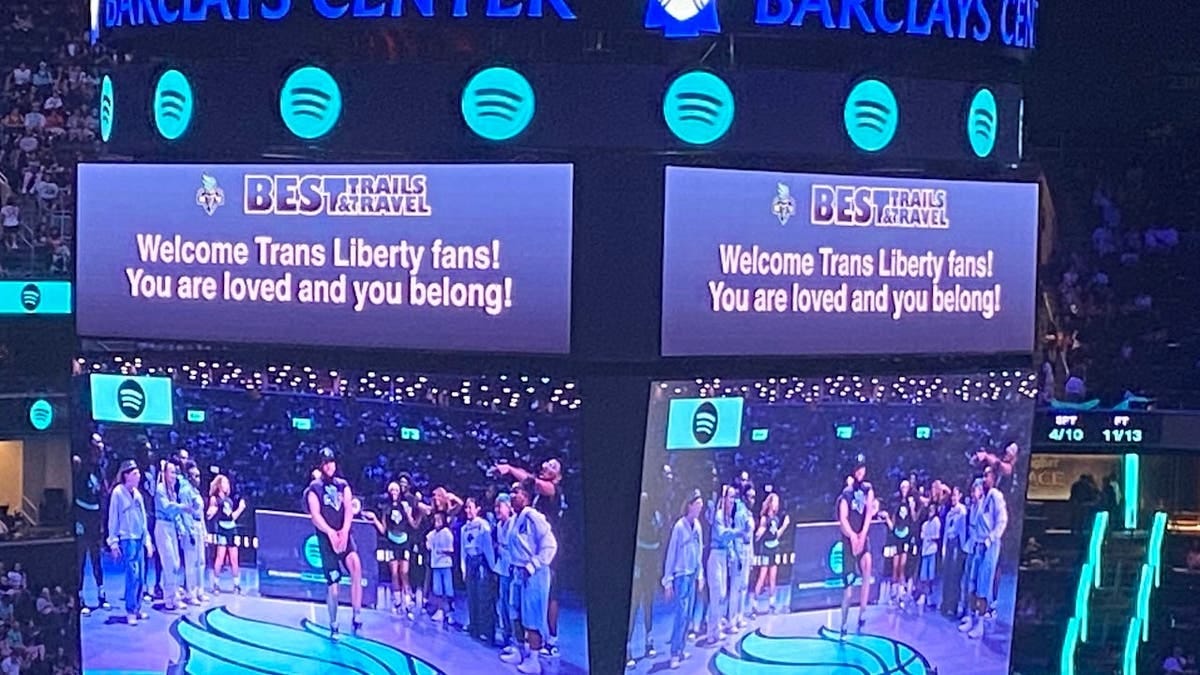 New York Liberty scoreboard displays pro-trans messaging