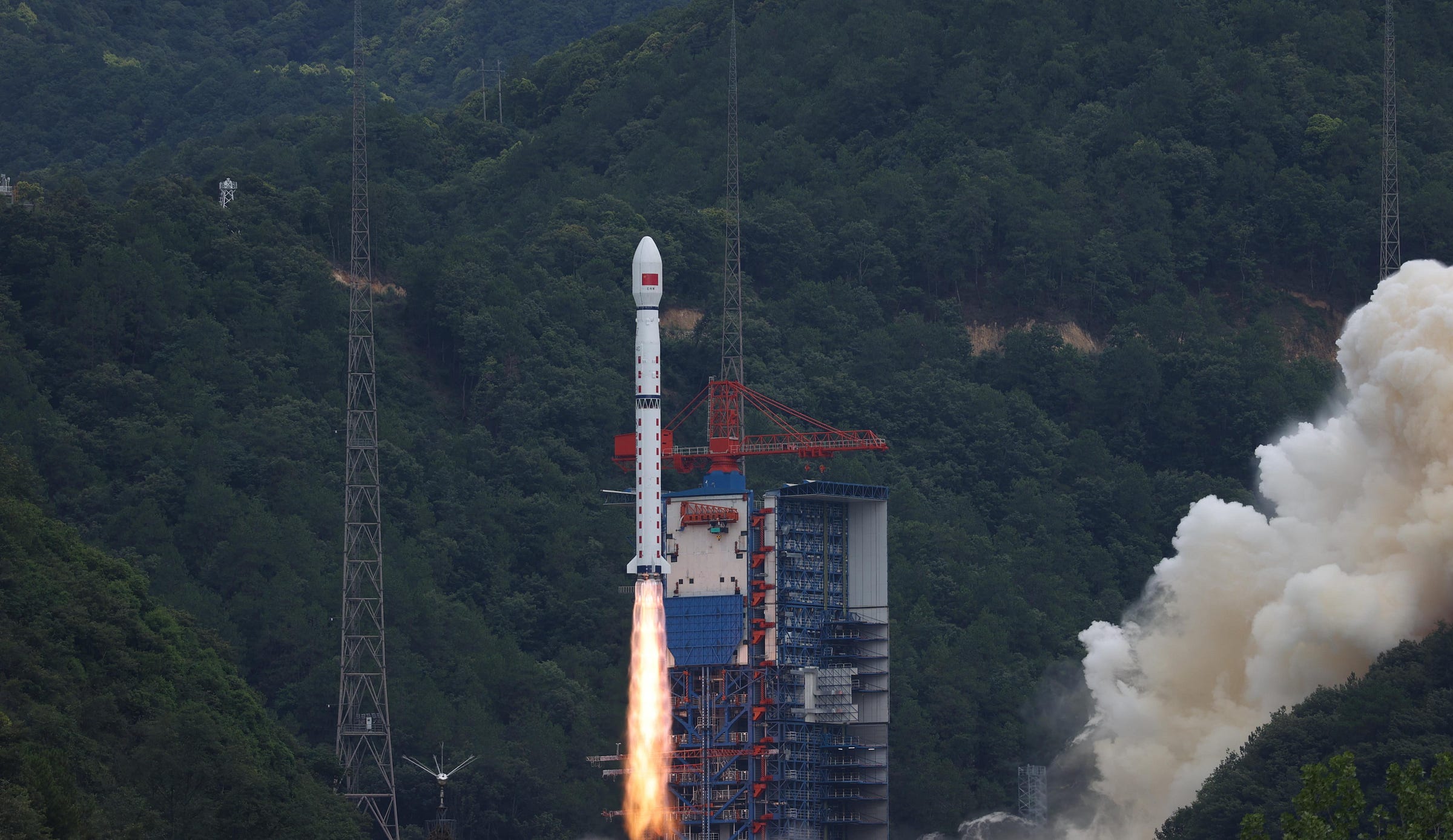 The Long March 4C Y63 vehicle lifting off from the Xichang Satellite Launch Center.