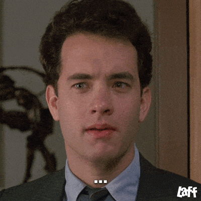 Gif of Tom Hanks as Walter in The Money Pit saying "no"