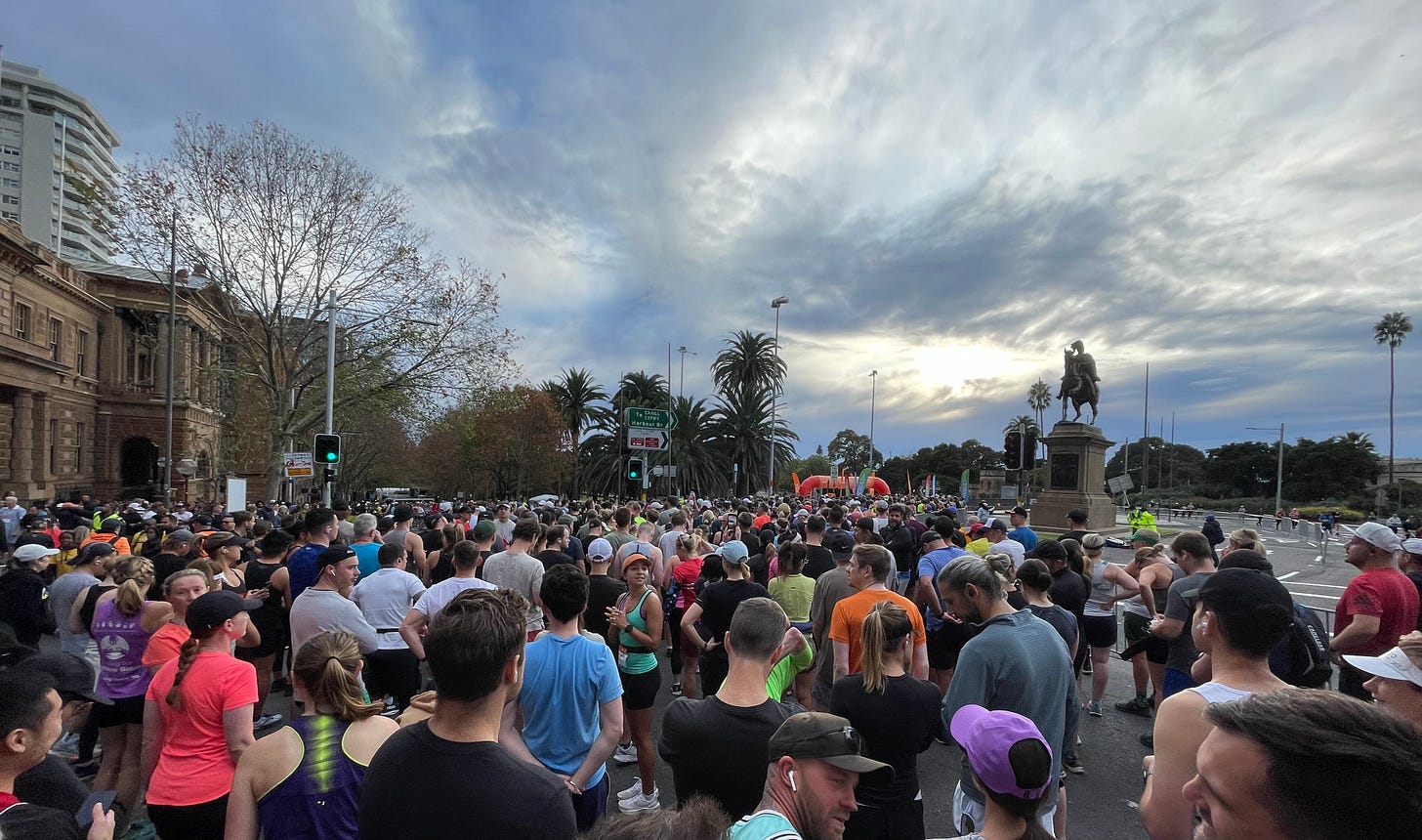 HOKA Runaway Sydney Half Marathon, runners gathering at the start