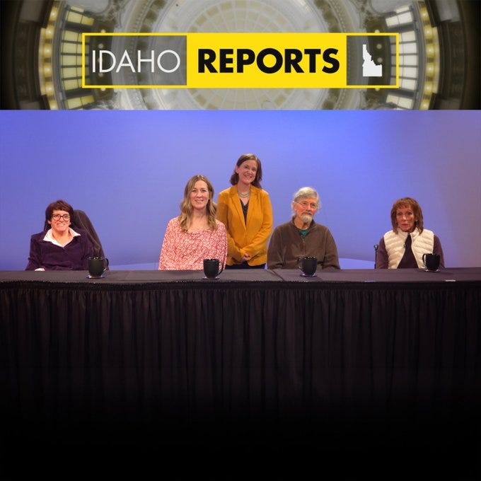 Kristyn Herbert, Julie McConnel, Idaho Reports host Melissa Davlin, Ned Fowkes, and Dana Gover at the Idaho Public Television studio