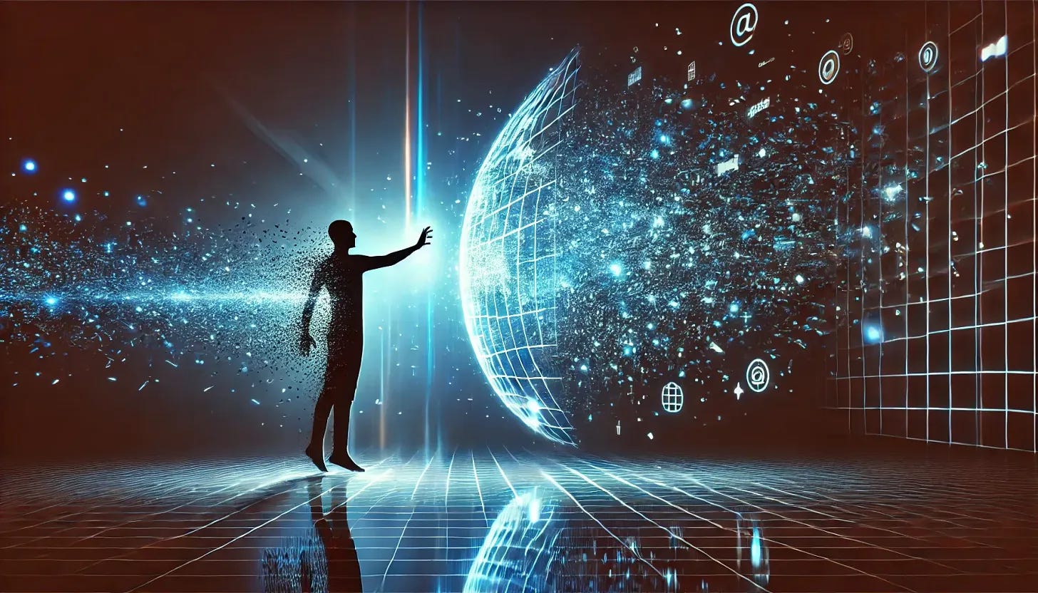 A conceptual illustration of a post-web landscape—people interacting seamlessly with unobtrusive AI and decentralised networks, symbolising a shift from screen-based engagement to intention-driven digital interactions grounded in privacy and purpose. A conceptual illustration of a post-web landscape—people interacting seamlessly with unobtrusive AI and decentralised networks, symbolising a shift from screen-based engagement to intention-driven digital interactions grounded in privacy and purpose.