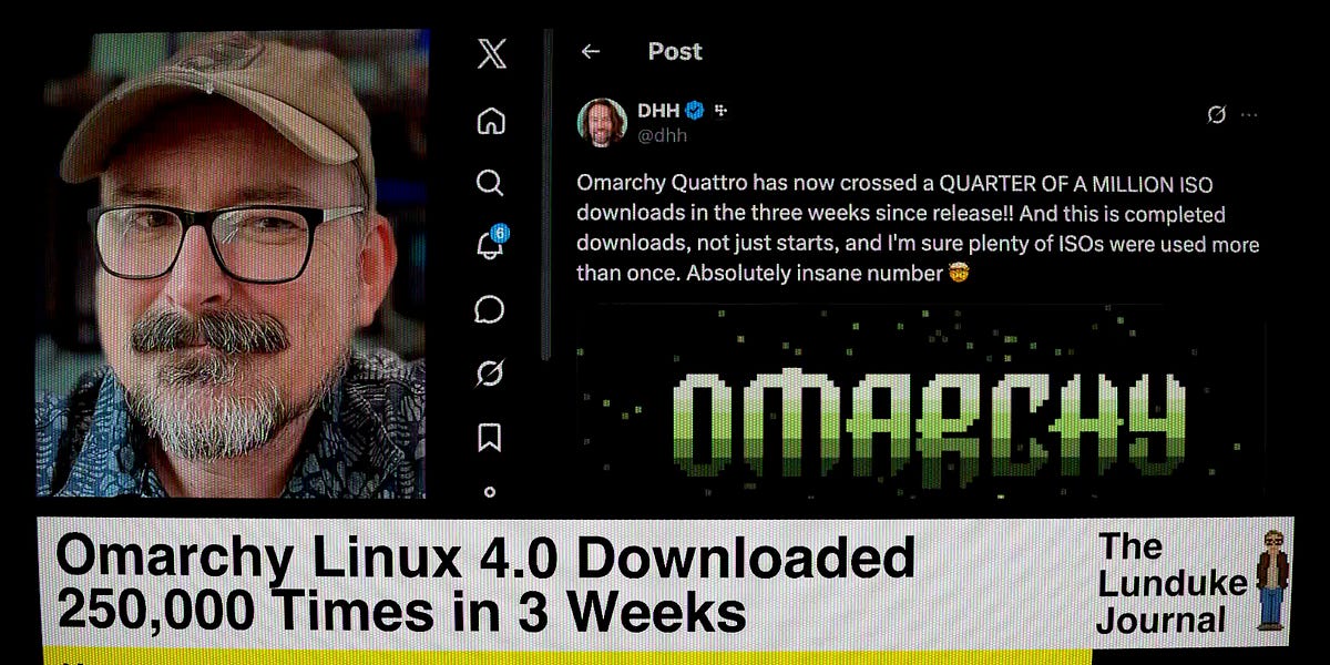 Omarchy Linux 4.0 Downloaded 250,000 Times in 3 Weeks