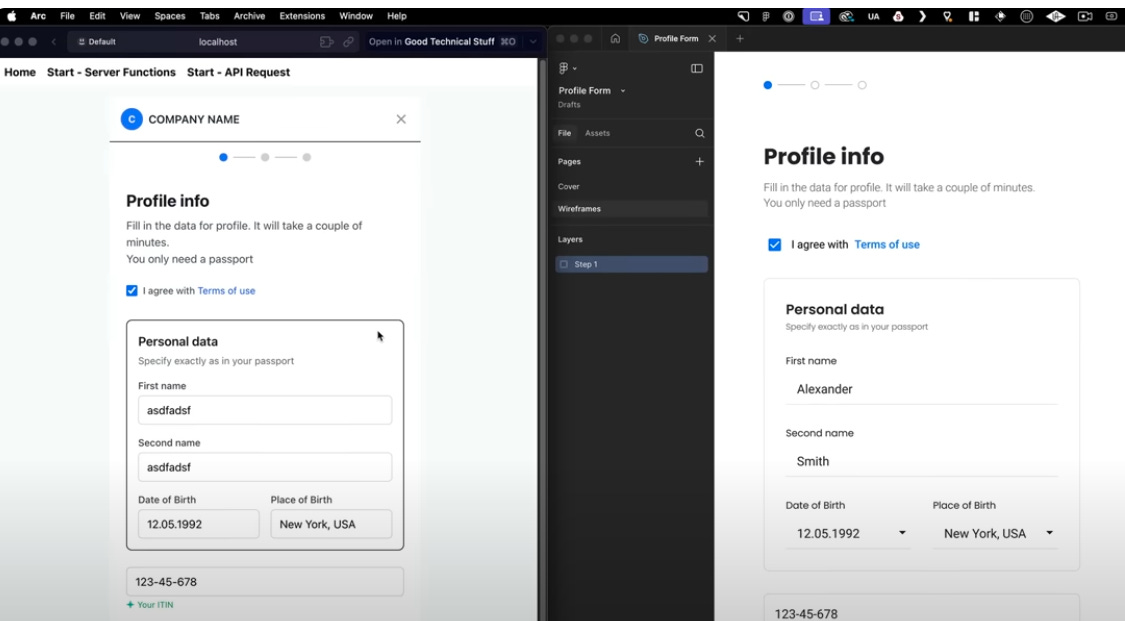 Captura de tela de um formulário de perfil com campos como nome de usuário, nome, e-mail, foto e biografia. A interface apresenta botões como "Salvar" e "Cancelar" e ilustra um dos resultados do desafio de converter designs Figma em código React funcional. Captura de tela de um formulário de perfil com campos como nome de usuário, nome, e-mail, foto e biografia. A interface apresenta botões como "Salvar" e "Cancelar" e ilustra um dos resultados do desafio de converter designs Figma em código React funcional.