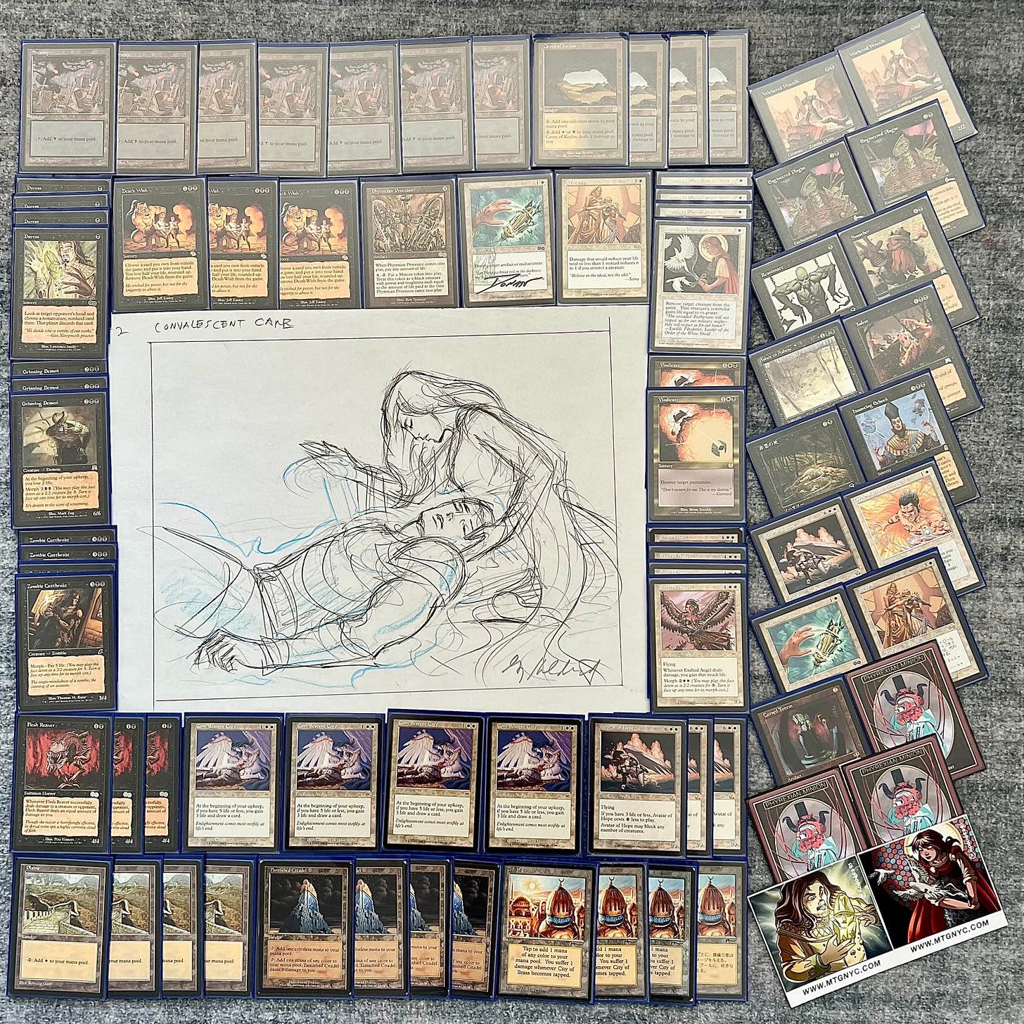 3	Flesh Reaver
4	Zombie Cutthroat
3	Grinning Demon
4	Exalted Angel
3	Avatar of Hope
4	Convalescent Care
1	Worship
4	Duress
4	Swords to Plowshares
3	Death Wish
2	Vindicate
1	Disenchant
1     Phyrexian Processor
4	Caves of Koilos
4	City of Brass
4	Tarnished Citadel
7	Swamp
4	Plains

1	Infest
1	Avatar of Hope
1	Ashes to Ashes
2	Engineered Plague
1	Smother
1	Haunting Echoes
1	Reanimate
2	Withered Wretch
1	Disenchant
1	Circle of Protection: Red
1	Perish
1	Worship
1	Cursed Totem