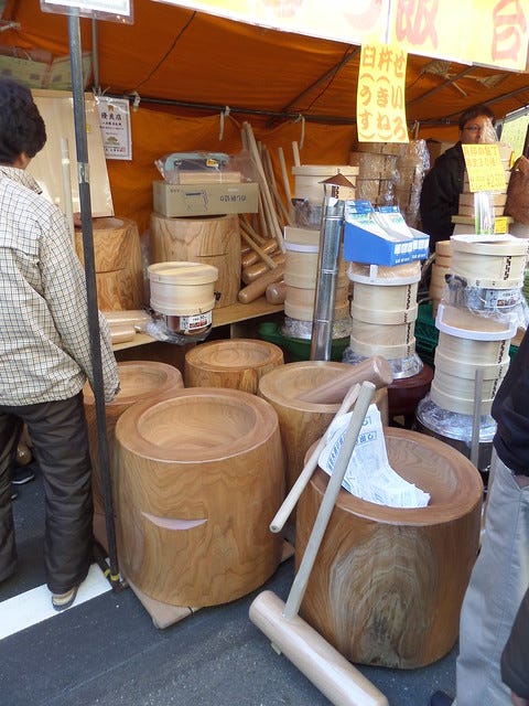 Mochi pounding bowls and hammers Mochi pounding bowls and hammers