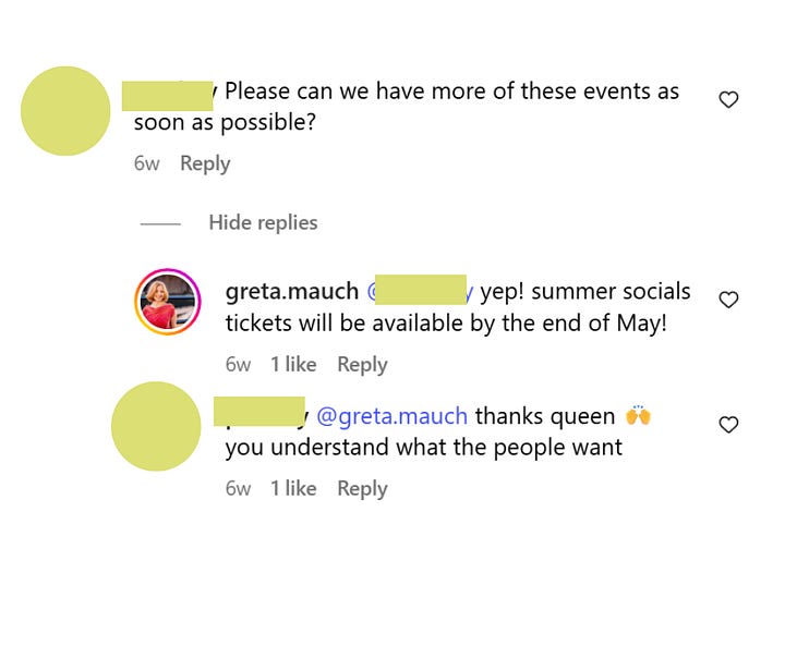 Several screenshots of positive comments on Breathe Easy London and QueerSwap's COVID Safer Hour