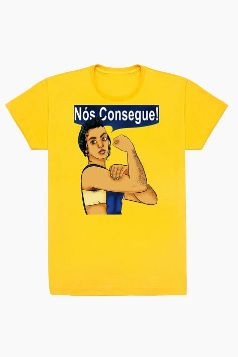 Grade de imagens de posteres, camisetas e ecobags das artes "Nós consegue", "Vampiro Lestat" e "Bom dia"