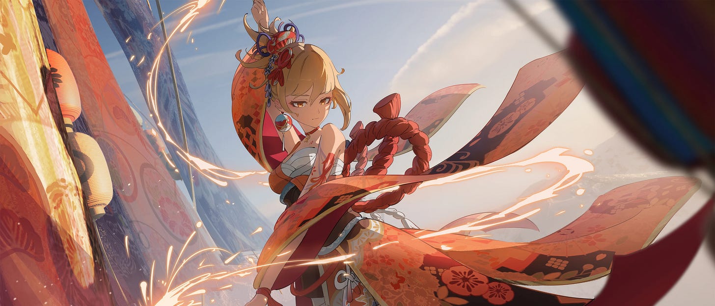 Anime 6720x2880 Yoimiya (Genshin Impact) Genshin Impact anime girls blonde anime