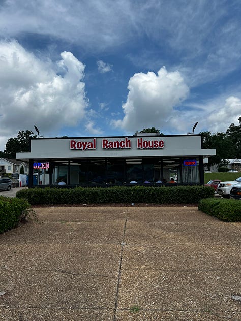 pictures of the royal ranch house and plates of food in irondale Alabama
