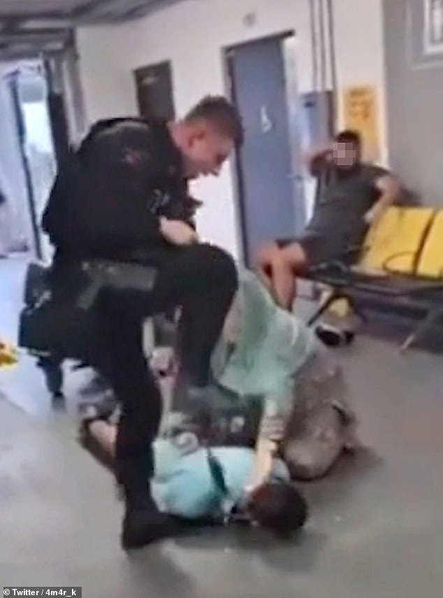 Footage of the attack - which also appeared to show Fahir and brother Amaad's mother being shoved by officers - went viral online