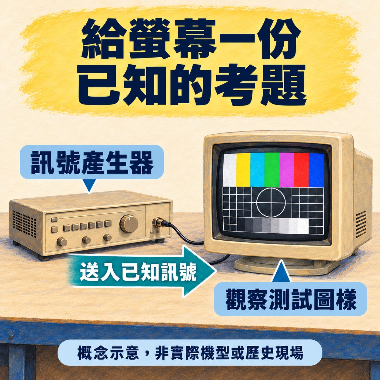 螢幕與訊號產生器概念插畫 螢幕與訊號產生器概念插畫