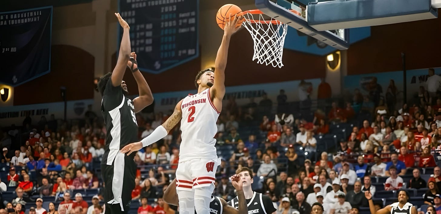 Wisconsin Badgers guard Nick Boyd drives to the basket against a Providence defender during the Rady Children’s Invitational.