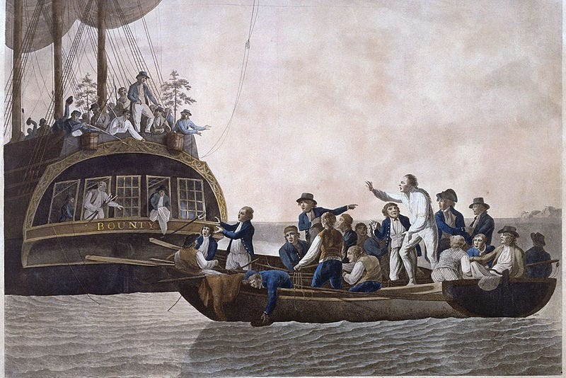 1790 print depicting the mutiny on the HMS Bounty 1790 print depicting the mutiny on the HMS Bounty