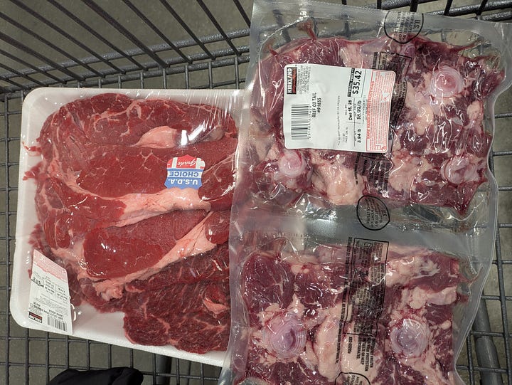 Beef Chuck after salting overnight. My entire Costco haul, enough meat to do this entire two night process twice. ~$70 total.