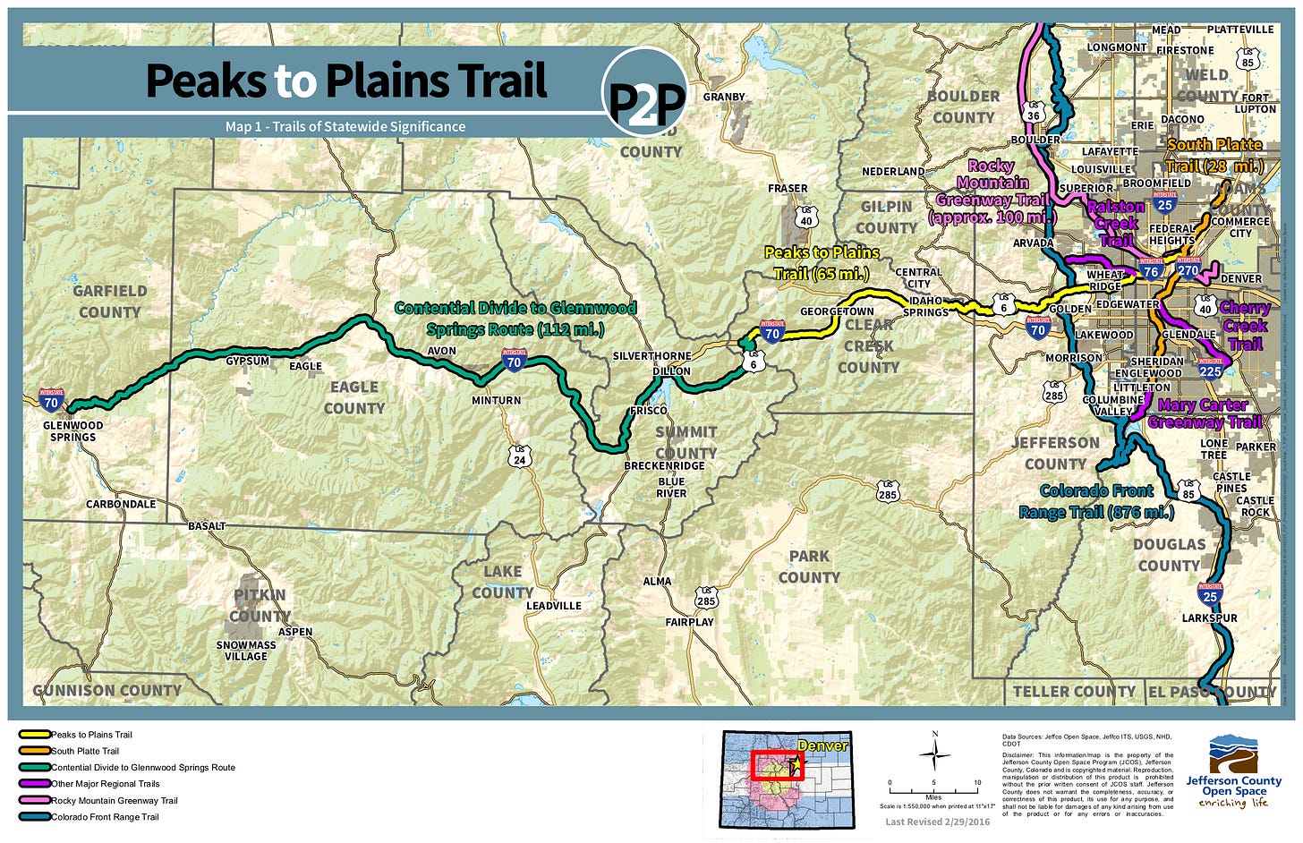 Map of the entire Peaks to Plains Trail