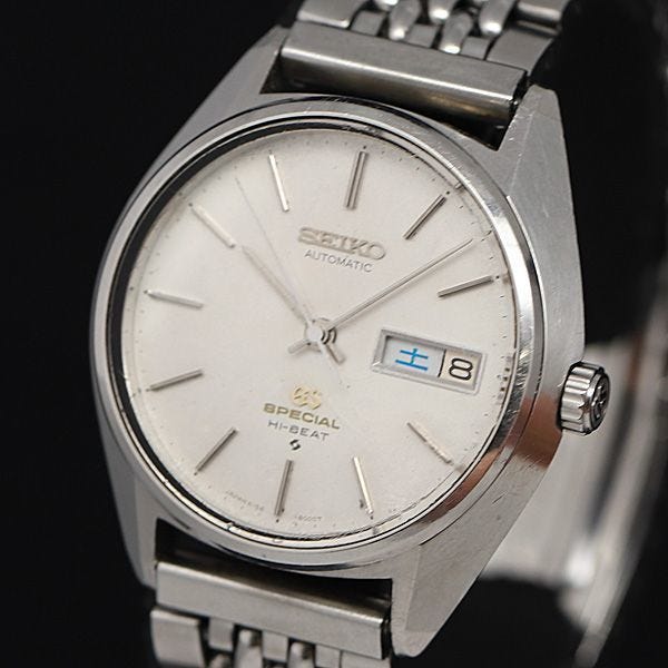 1 yen Seiko Grand Seiko 6156-8000 High Beat Day Date AT/Automatic Winding Silver Dial Men's Watch KOR 0745800