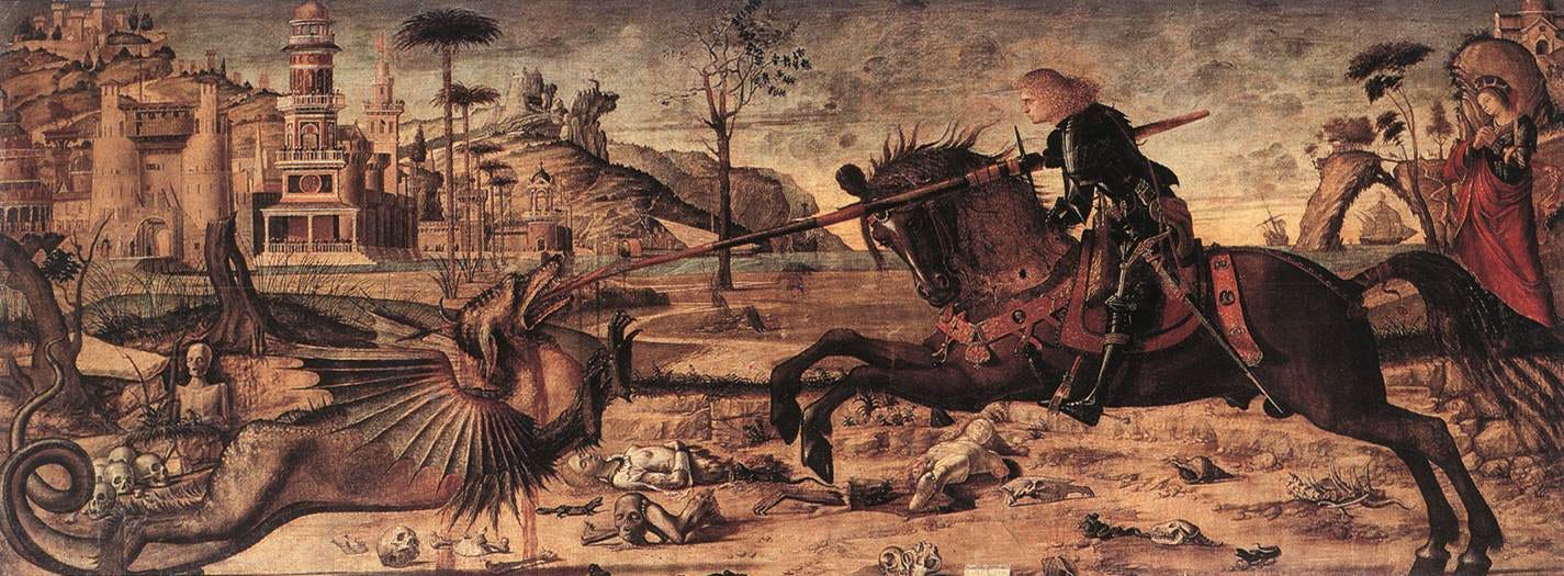 Vittore Carpaccio — Saint George and the Dragon (1502) Vittore Carpaccio — Saint George and the Dragon (1502)