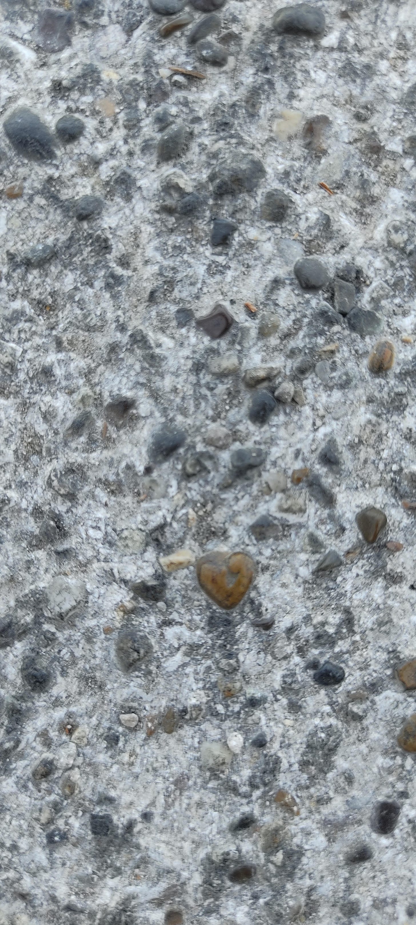 un pavimento di sassi tra i quali se ne vede uno a forma di cuore