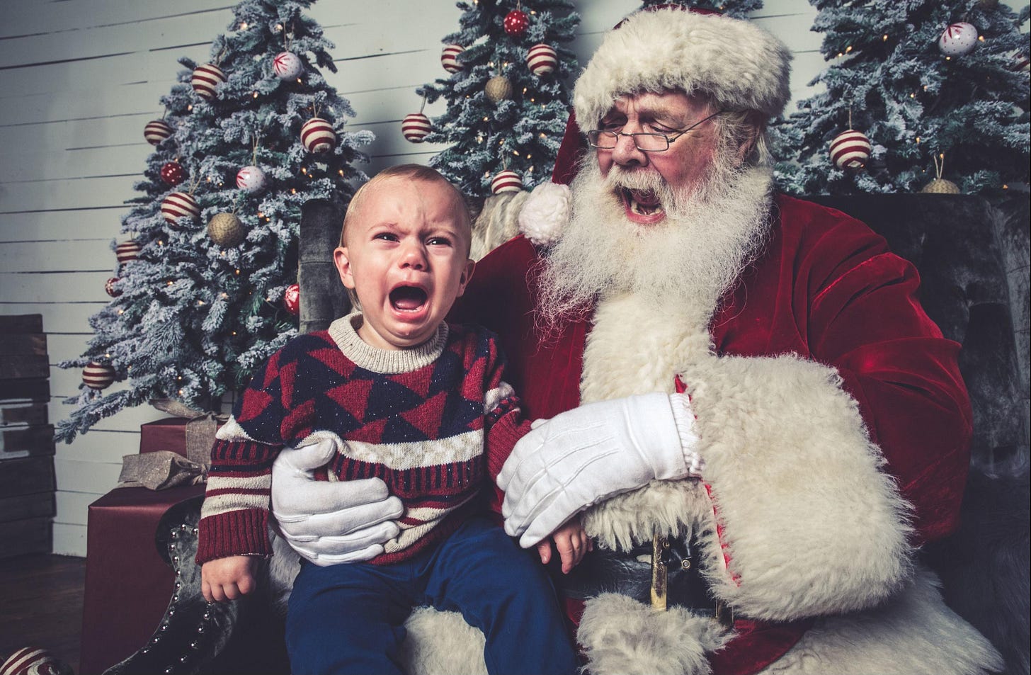 Crying Children With Santa
