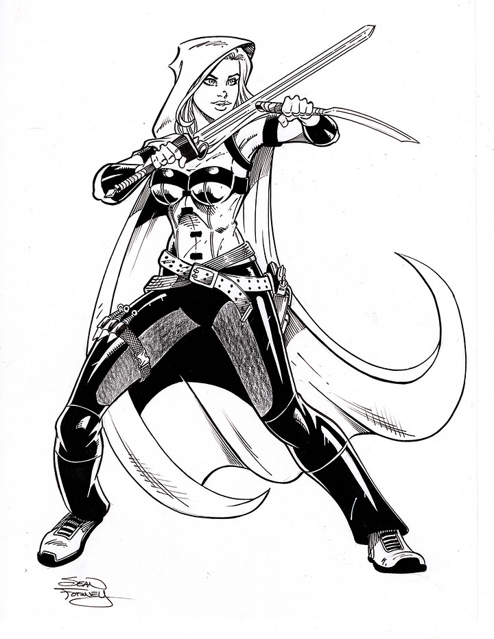 Black and white examples of commissions.