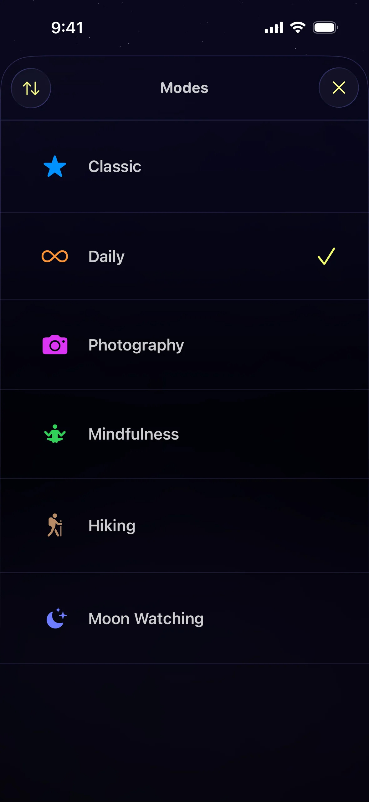 Lumy's mode selection