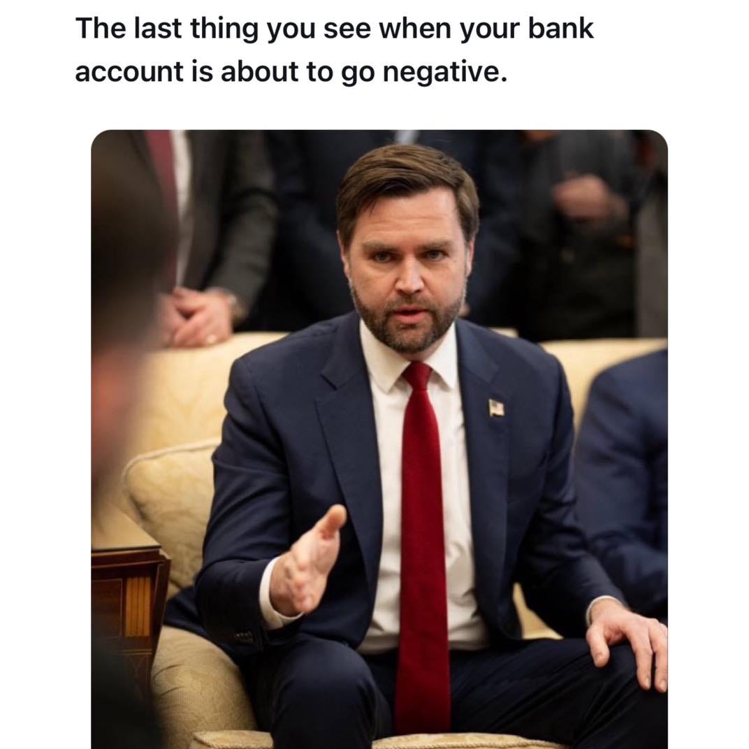 May be an image of 1 person, money and text that says 'The last thing you see when your bank account is about to go negative.'