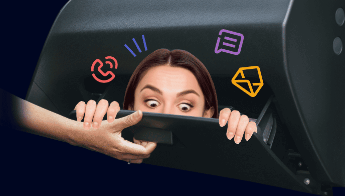 Woman inside car glovebox