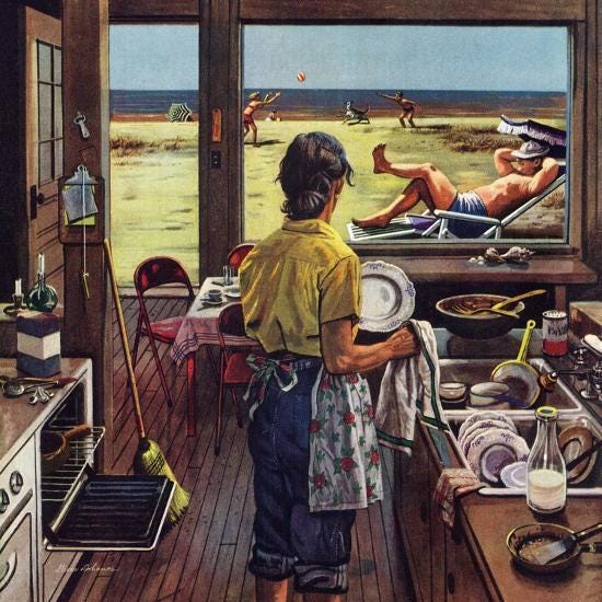 Doing Dishes at the Beach", July 19, 1952' Giclee Print - Stevan Dohanos |  Art.com