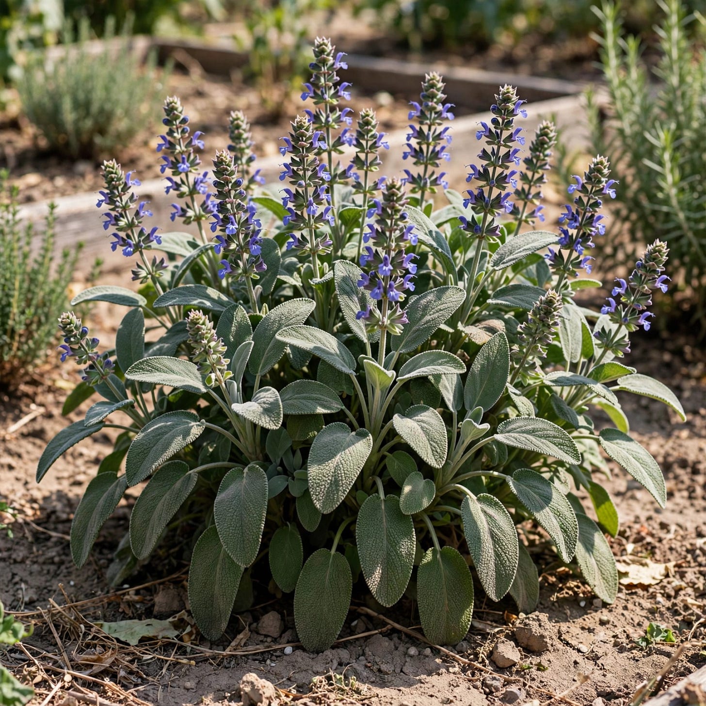 Plant de sauge officinale en fleurs 