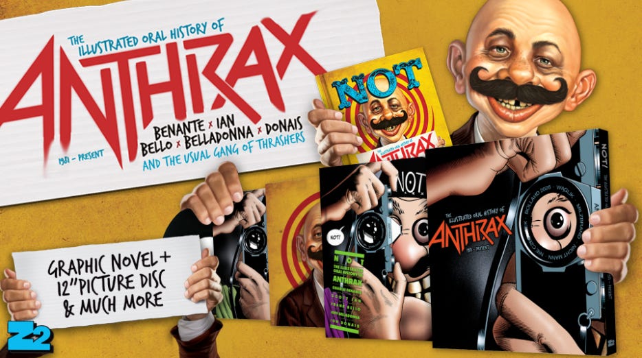Anthrax and Z2 Comics Reunite for 'NOT,' a Loud, Unfiltered Illustrated History of the Thrash Metal Icons - Comic Crusaders Anthrax and Z2 Comics Reunite for 'NOT,' a Loud, Unfiltered Illustrated History of the Thrash Metal Icons - Comic Crusaders