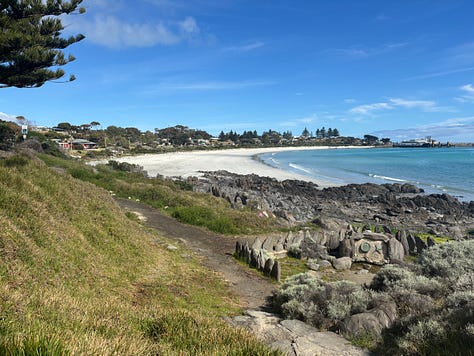 Six photographs looking north from Frenchman's Rock