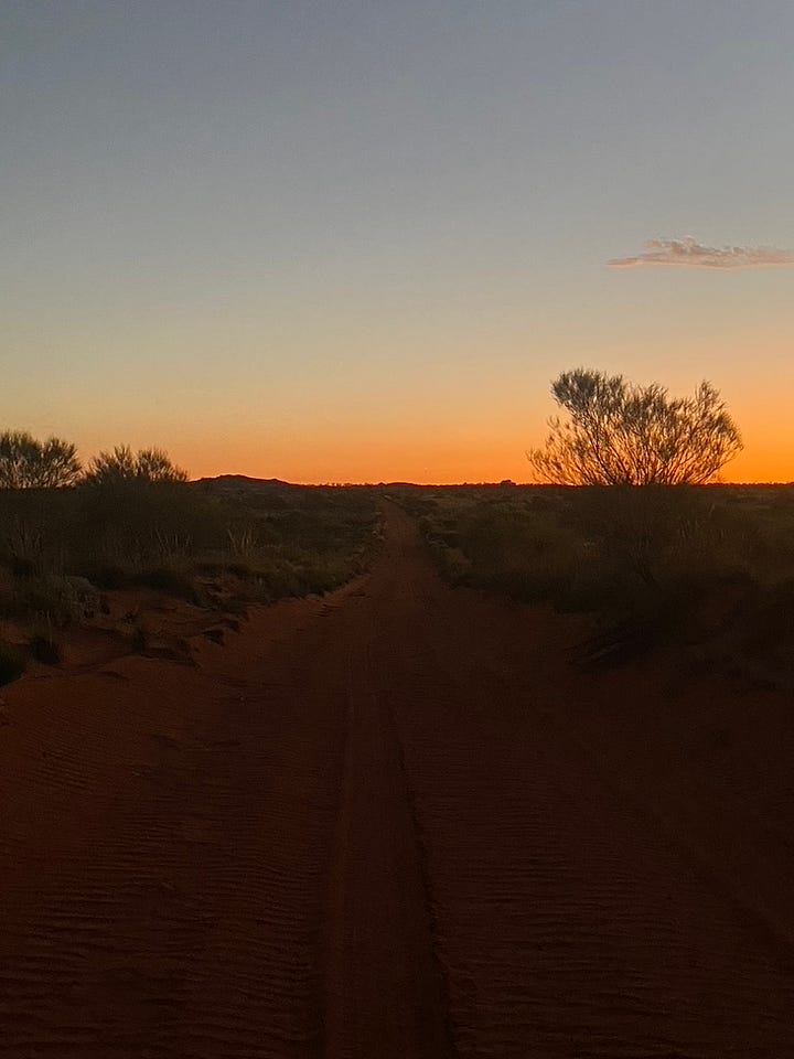 Screen shots of weather predictions from the Bureau of Meteorology. Photos of a sunset the gloaming and a sunrise.