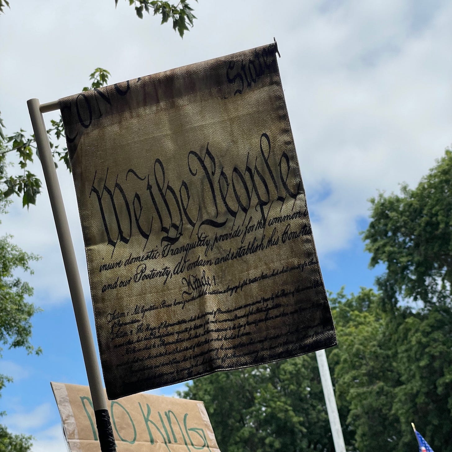 Flag of the US Constitution saying "We the People."