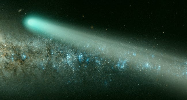 A rare green comet.