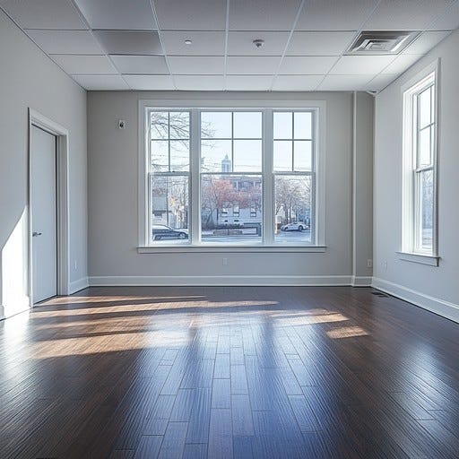 Before: empty room with dark wood floors and large windows Before: empty room with dark wood floors and large windows