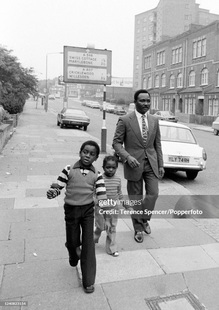 Exiled Nigerian General Yakubu Gowon with his children, son Ibrahim... News  Photo - Getty Images