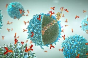 Genetically engineered chimeric antigen receptor immune cell with implanted mrna gene strand - 3d illustration