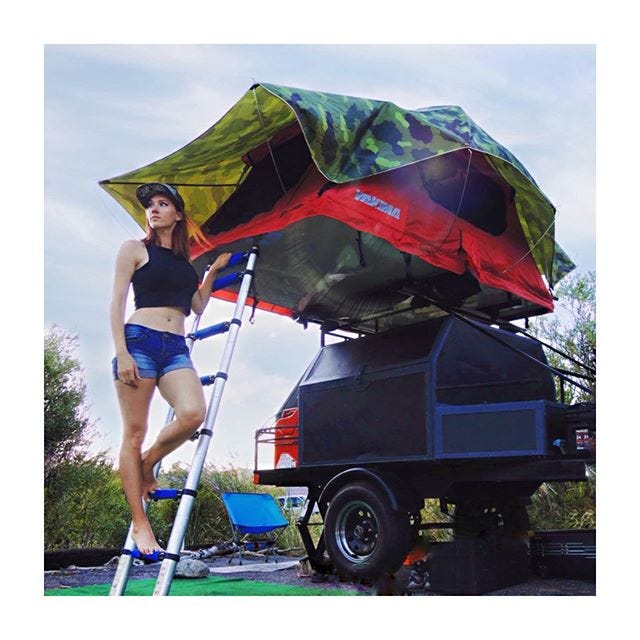 Off road trailer ⛰ &amp; @missginadunlap &bull;
&bull;
&bull;
#overland #offroad #adventure #toyota #4x4 #overlanding #sky #explore #camping #4runner #offroading #4wd #tacoma #outdoors #yellow #landcruiser #travel #trdoffroad #toyotastrong #jeepwrang