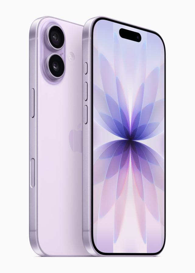 iPhone 17 features the Center Stage front camera, a fantastic 48MP Dual Fusion camera system, a bigger and brighter 6.3-inch display with ProMotion, and great all-day battery life.