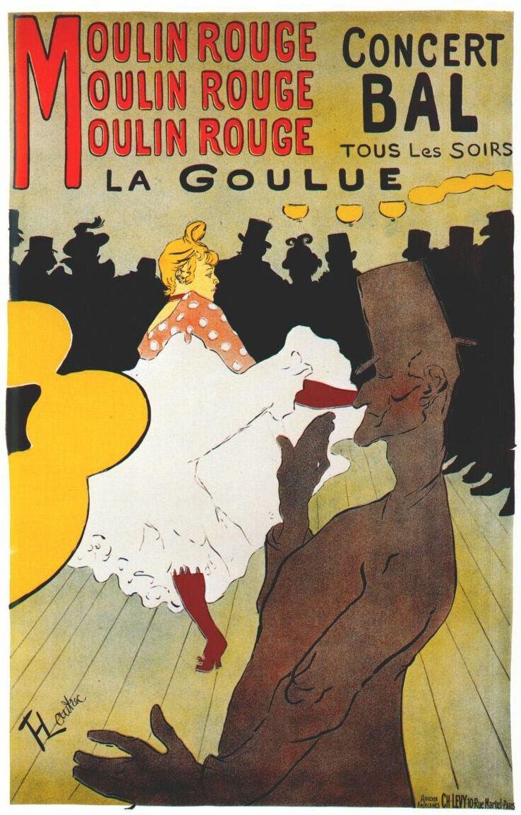 Toulouse Lautrec 1891 Moulin Rouge poster of La Goulue Toulouse Lautrec 1891 Moulin Rouge poster of La Goulue