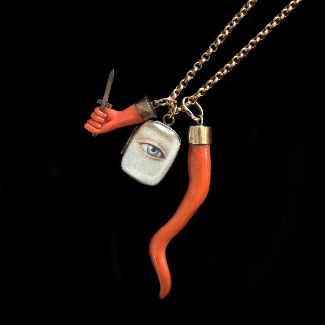 Lover's eye coral pendant miniature antique coral branch necklace Lover's eye coral pendant miniature antique coral branch necklace