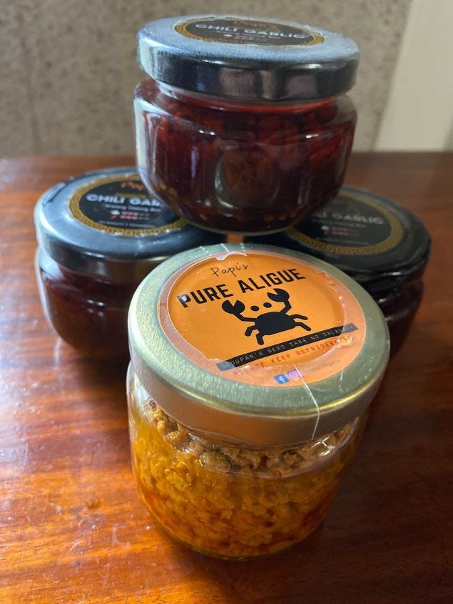 Papi's Chili Garlic Stock of Papi's Chili Garlic and aligue or crab fat