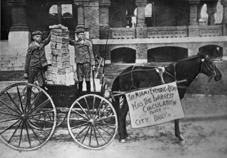 Delivery of the Miami Evening Post in 1908.
