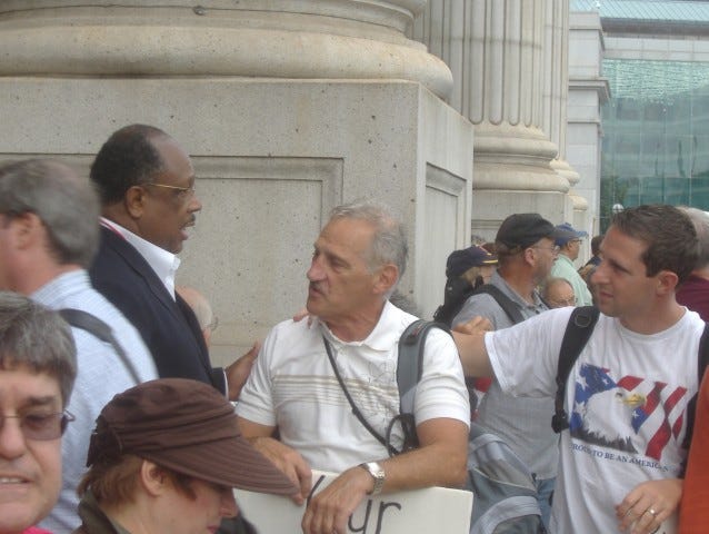 The Rev. James David Manning (left) found a lot of supporters at the protest for his point of view. I wouldn't quite go so far as he does but certainly the frustration with President Obama is real. The Rev. James David Manning (left) found a lot of supporters at the protest for his point of view. I wouldn't quite go so far as he does but certainly the frustration with President Obama is real.