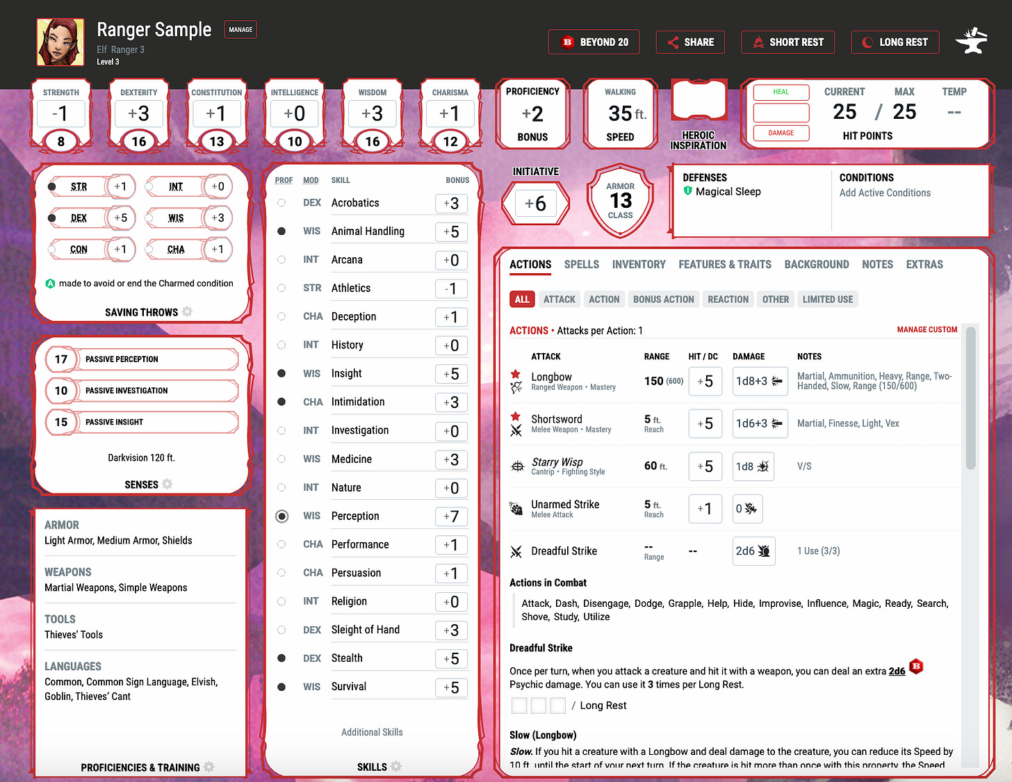 A full screenshot of a character sheet from DnDBeyond.com